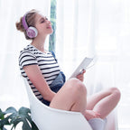 Ailihen Auriculares para Niños para Escuela con Micrófono, con cable, 3.5mm, Morado