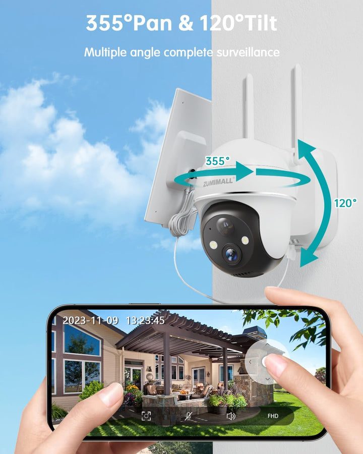 ZUMIMALL Cámaras de seguridad solares inalámbricas para exteriores,...