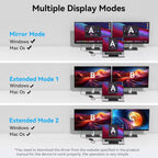 Adaptador USB A/C a HDMI dual pantalla extendida para monitor dual, USB A y USB C a doble pantalla divisor HDMI, 3 pantallas separadas para Windows, MacOS (necesidad de instalación de controladores