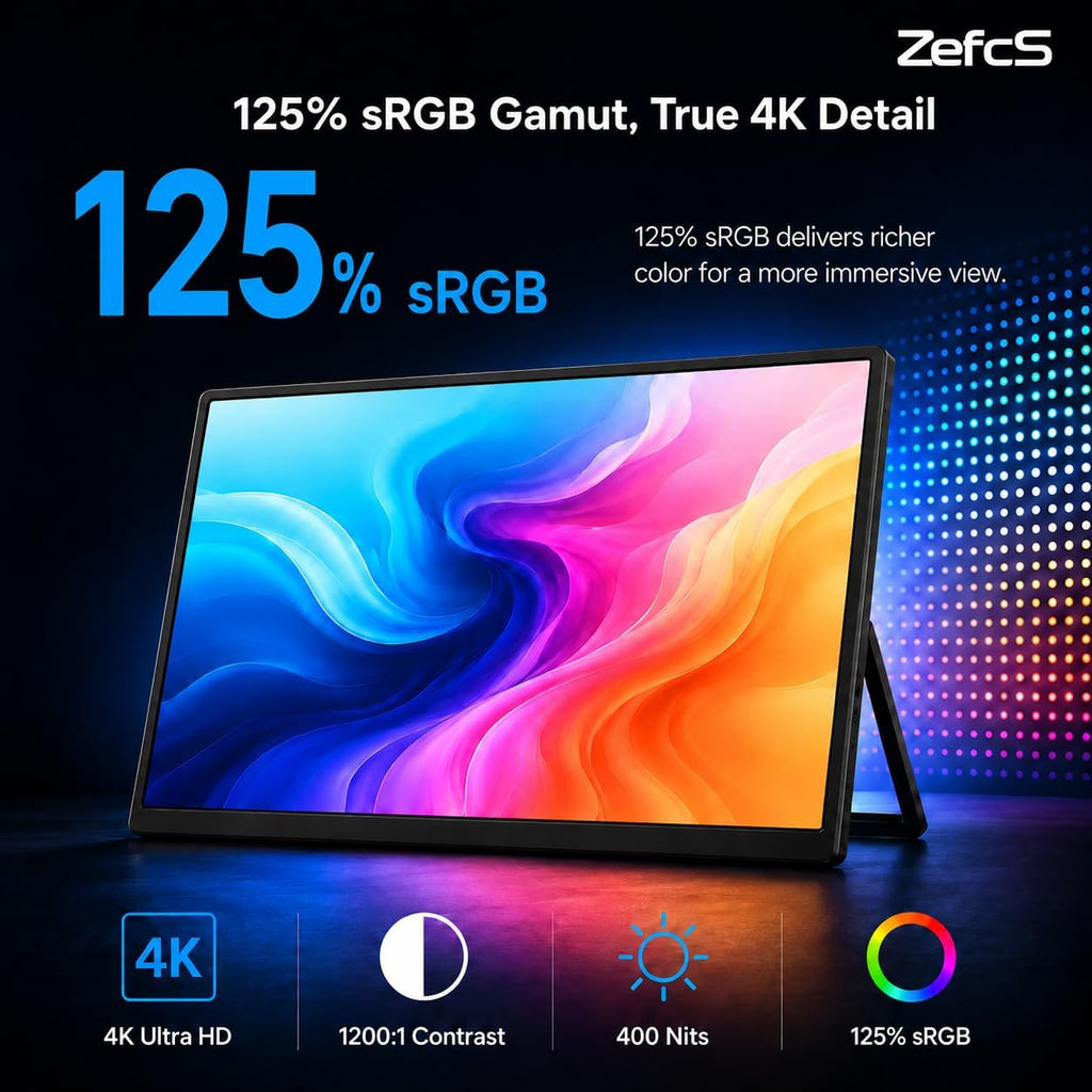 Monitor portátil 4K, monitor portátil UHD de 15,6 pulgadas 3840x2160