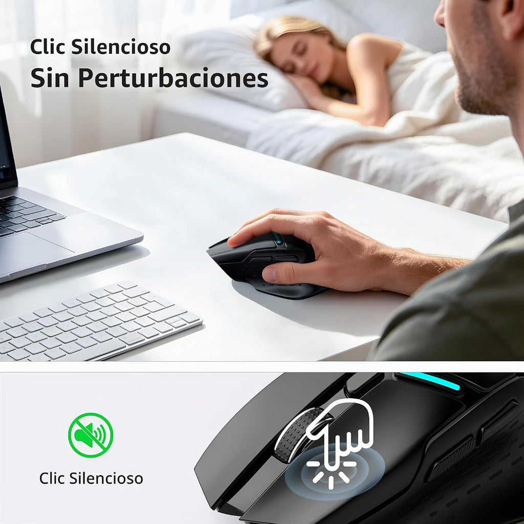 Uineer Ratón inalámbrico, ratón Bluetooth trimodo, USB-A con cable y 2.4G,