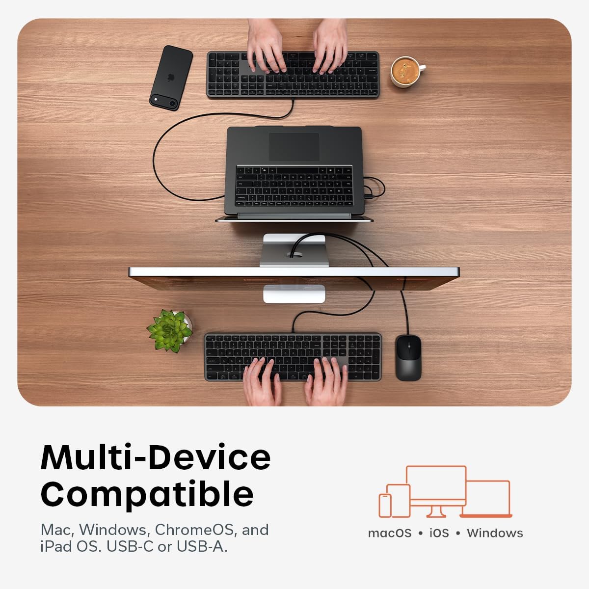 Satechi Combo de teclado y mouse con cable, Slim CLX3 con conectivi...