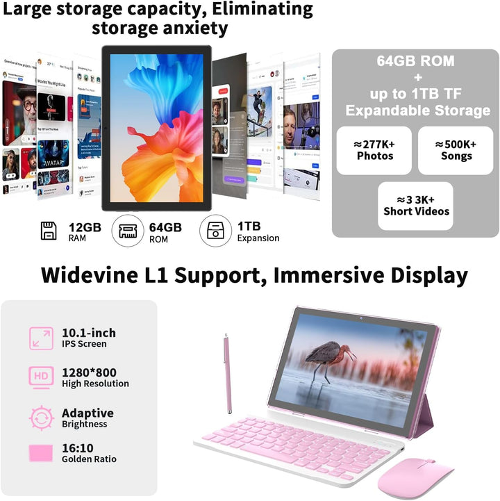 Tablet Android 15 de 10 pulgadas, 12(3+9)GB RAM+64GB ROM, Tabletas...