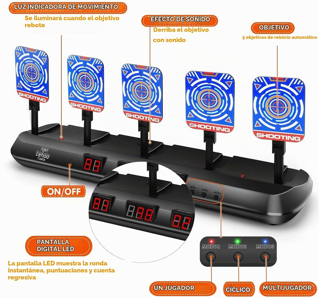 Lehoo Castle Objetivos de tiro para pistolas Nerf, 5 objetivos de práctica