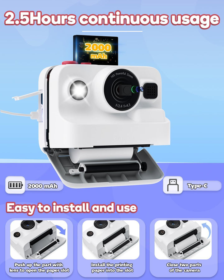 Dylanto Cámara de impresión instantánea para niños, cámaras instant...