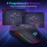 Redragon Mouse inalámbrico para juegos, Bluetooth\/2.4Ghz\/USB-C, c...