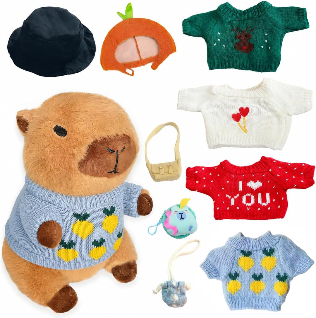 TITQWOP 10 piezas de juguete de capybara de peluche con 9 ropas y a...