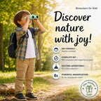 Binoculares para niños – Juguete perfecto para niños pequeños y niñas – Juego extenso que incluye lupa y brújula – Potente aumento 8 x 21 – niños de 3 a 12 años para niños pequeños