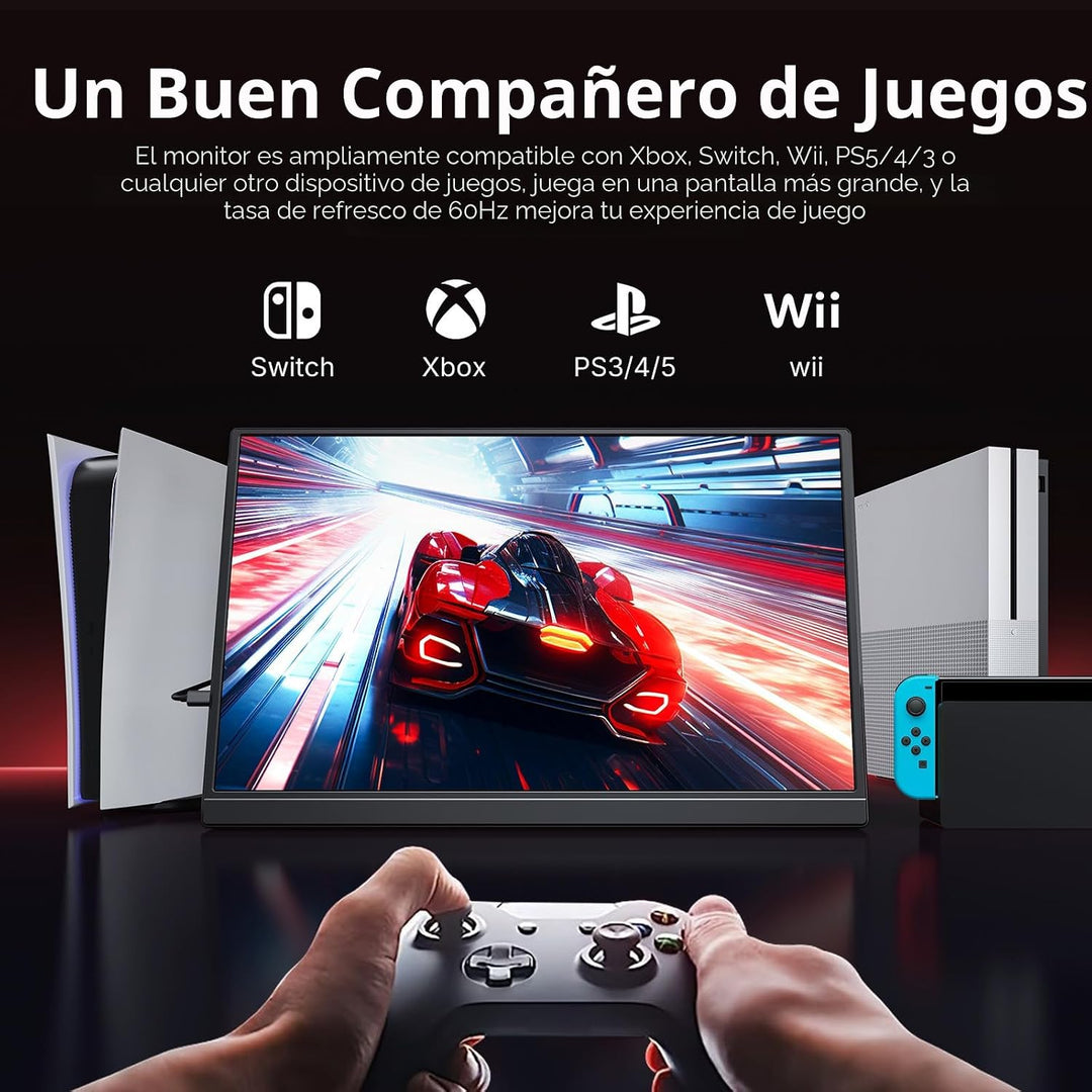 WGK Monitor portátil de 15.6 pulgadas 1080P FHD Display de viaje HD...