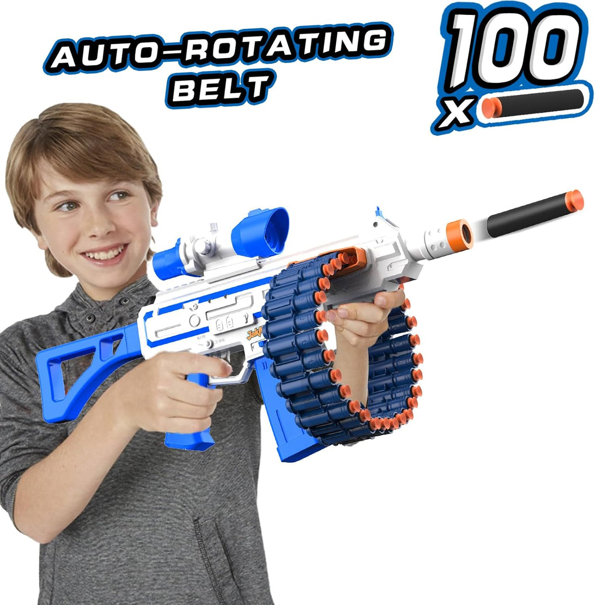 Juguete Blaster con 30 clips de dardos y 100 dardos de espuma, juegos de disparos al aire libre, juguetes para niños y niñas adultos de 6 a 12 años, regalos para cumpleaños de Navidad, azul