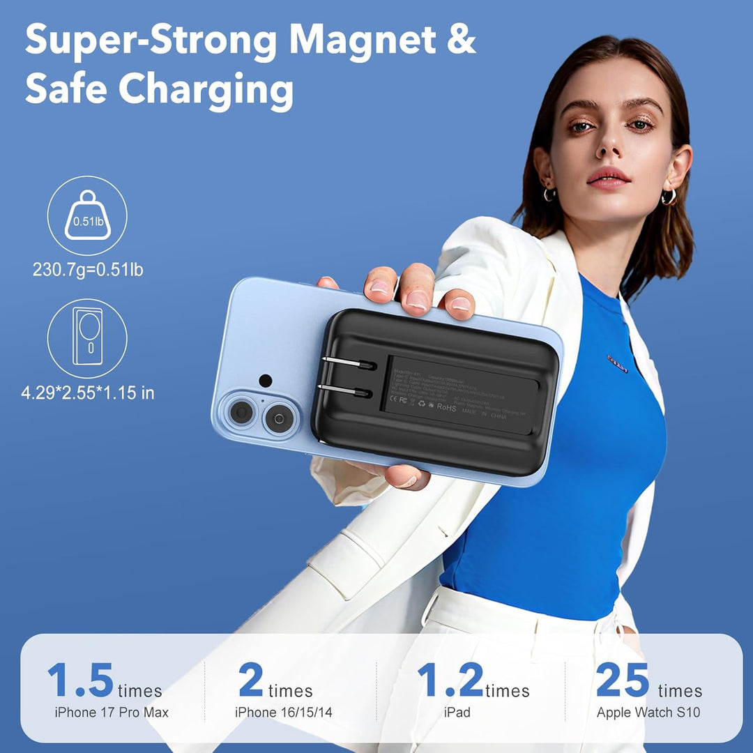 Cargador portátil magnético de 10000 mAh para iPhone con cables int...