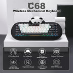 YUNZII C68 Panda Teclado Mecánico Gaming Inalámbrico, Diseño Compac...