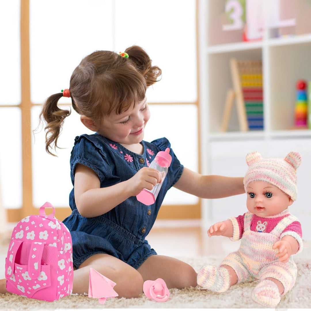 Muñeca de bebé de 12 pulgadas con mochila en caja de regalo, juego...
