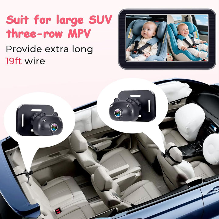 Grabación de cámara de coche para bebés para 2 niños HD