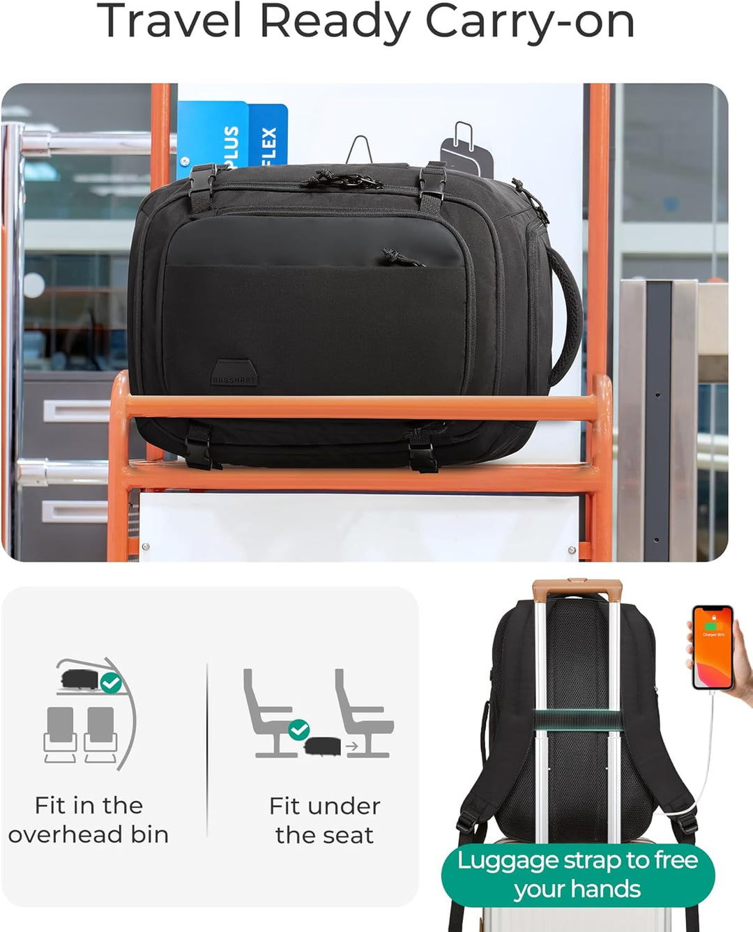 BAGSMART Mochila universitaria de viaje para computadora portátil,...
