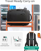 BAGSMART - Mochila de viaje de 28 L, resistente al agua, puerto USB, Rosa