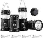 Lámpara Lichamp Linterna solar plegable portátil para campamento, linterna LED recargable por USB, kits de supervivencia para cortes de energía, suministros de huracán, emergencia, interior y exterior