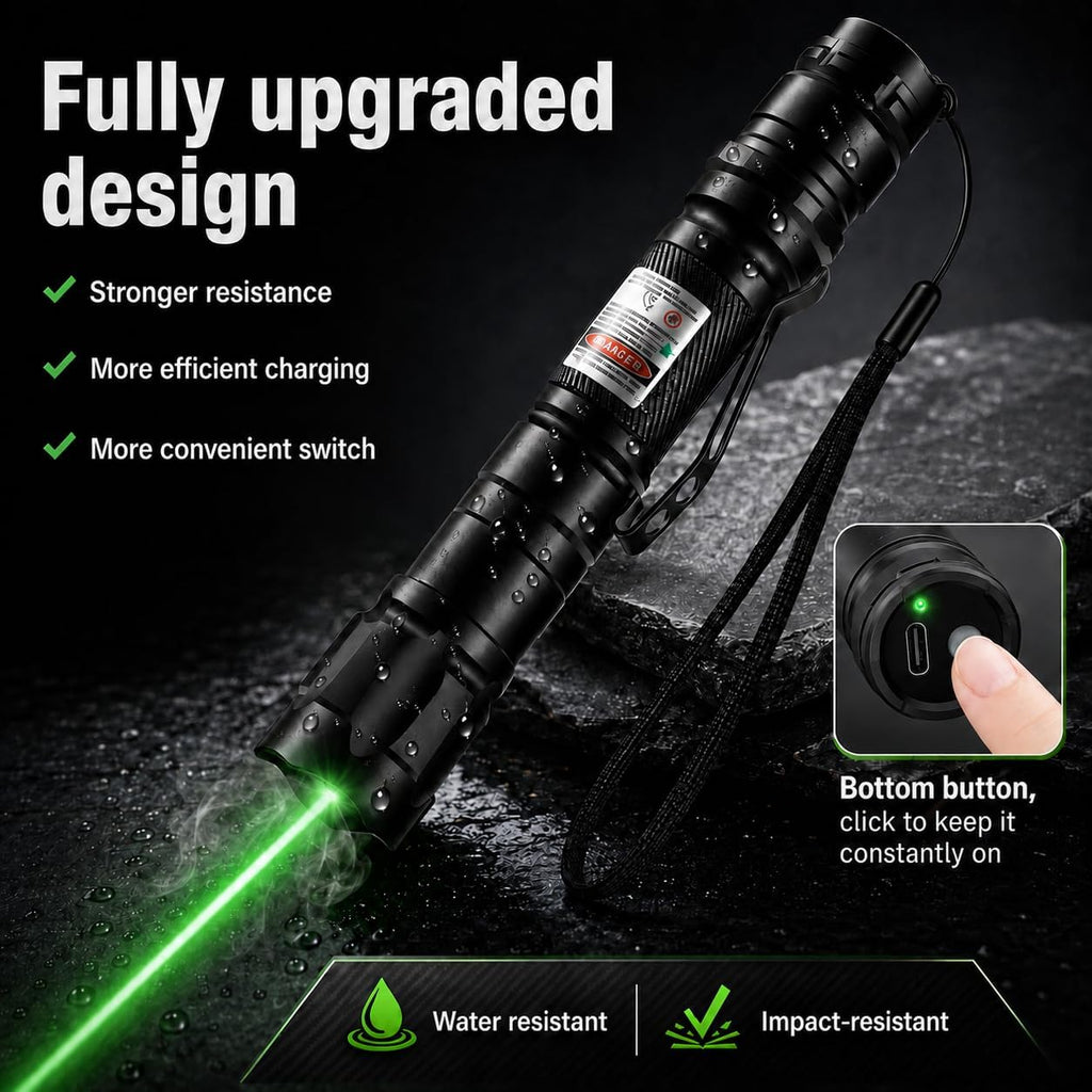 Puntero láser verde, carga tipo C, rayo láser con tapa Starry-Sky