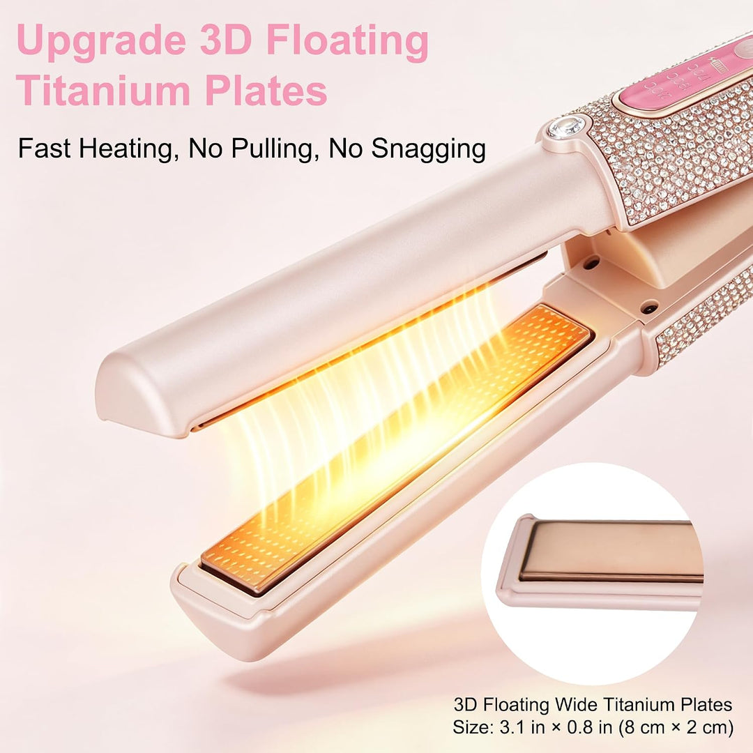 HUAJUN 2-in-1 Cordless Mini Travel Hair Straightener Curler Flat Ir...