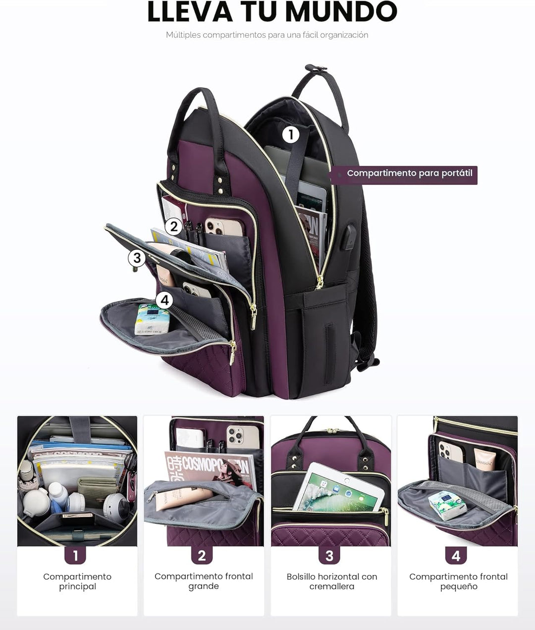 LOVEVOOK Mochila para computadora portátil para mujer, mochila para...