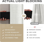 Joydeco Cortinas opacas para dormitorio, 84 pulgadas de largo, 100% bloqueo de luz, juego de 2 paneles de cortinas blancas, cortinas de oscurecimiento de habitación con aislamiento térmico, textura de