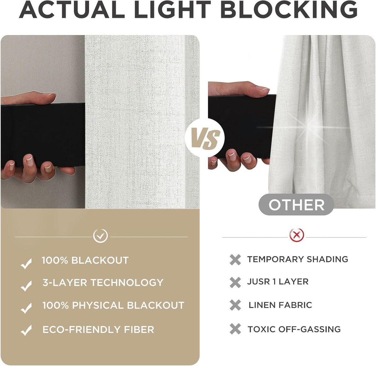 Joydeco Cortinas opacas para dormitorio, 84 pulgadas de largo, 100% bloqueo de luz, juego de 2 paneles de cortinas blancas, cortinas de oscurecimiento de habitación con aislamiento térmico, textura de