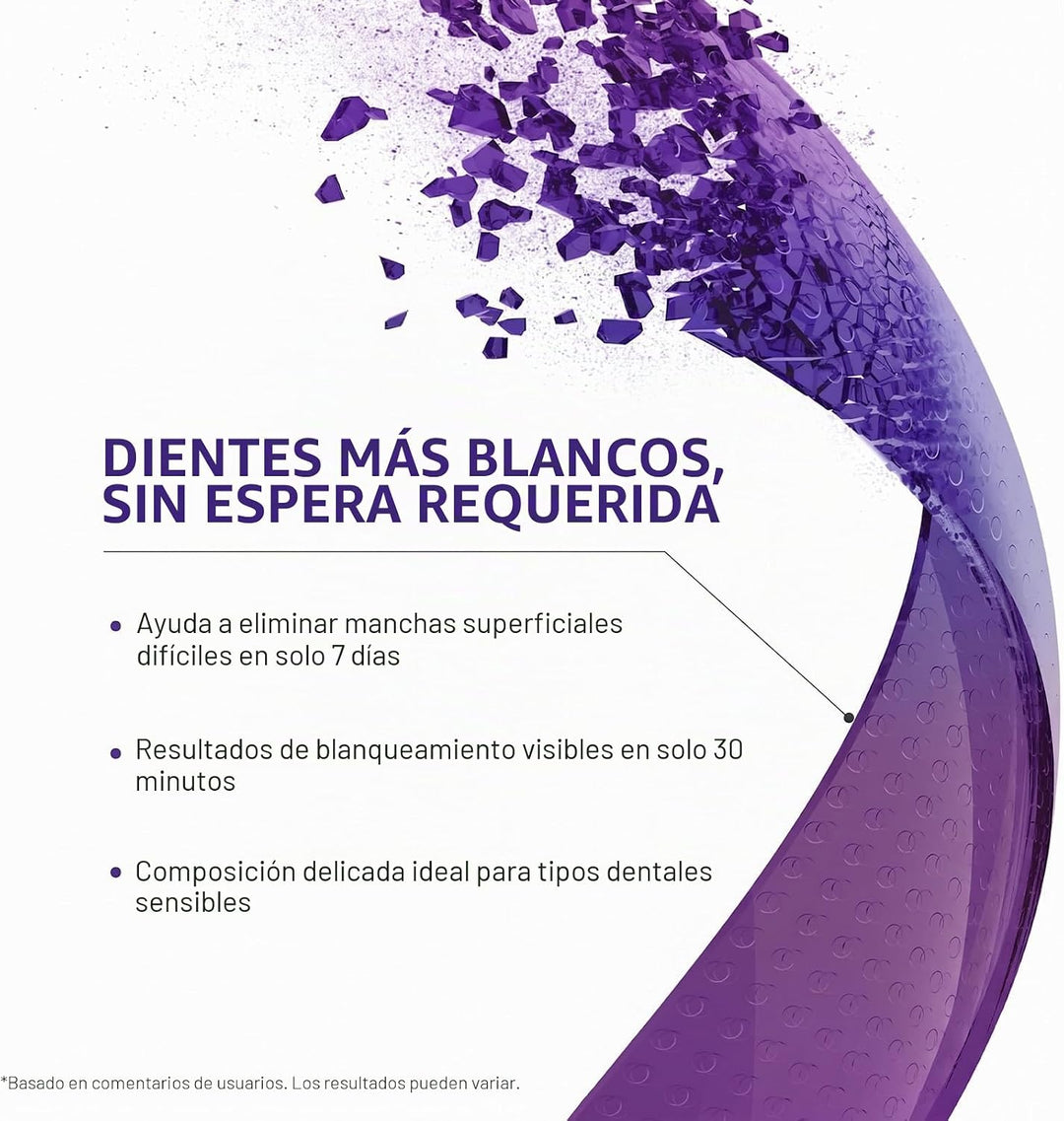 Tiras blanqueadoras de dientes moradas avanzadas, tratamiento de co...