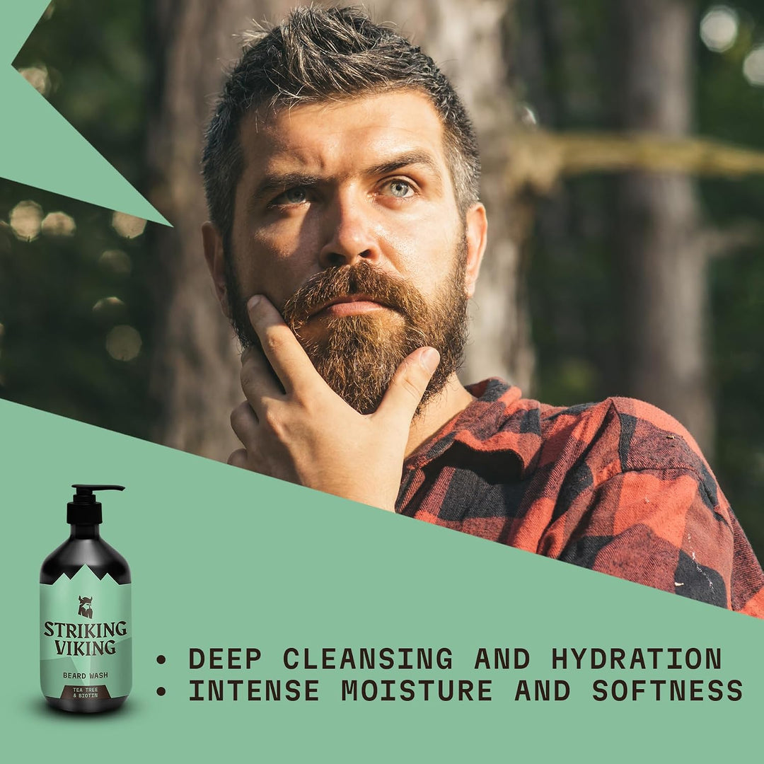 Striking Viking Champú para barba con árbol de té, biotina y aceite...