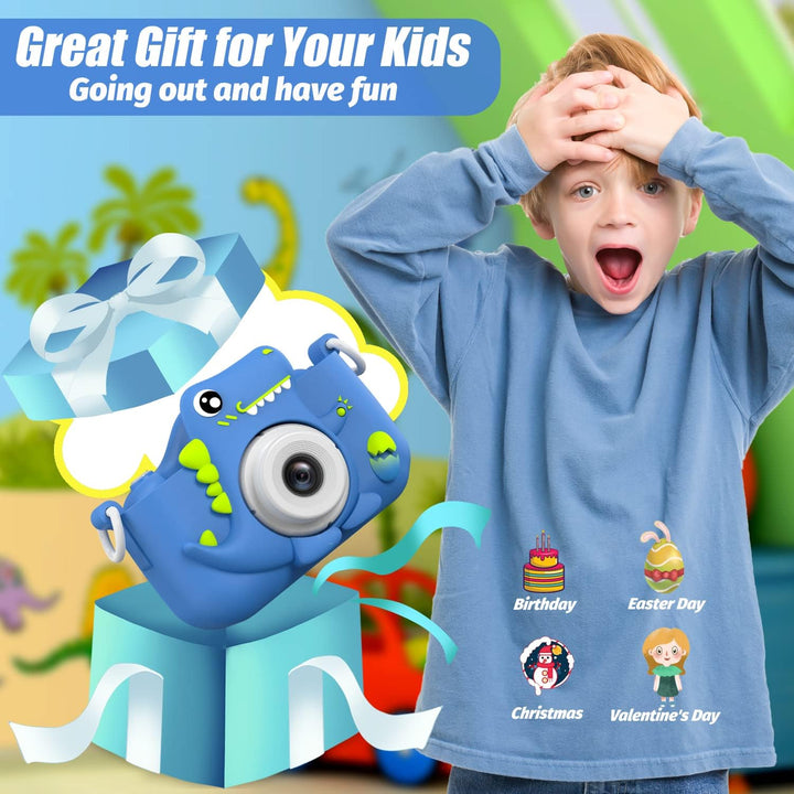 Cámara de dinosaurio mejorada para niños, regalos de cumpleaños de...