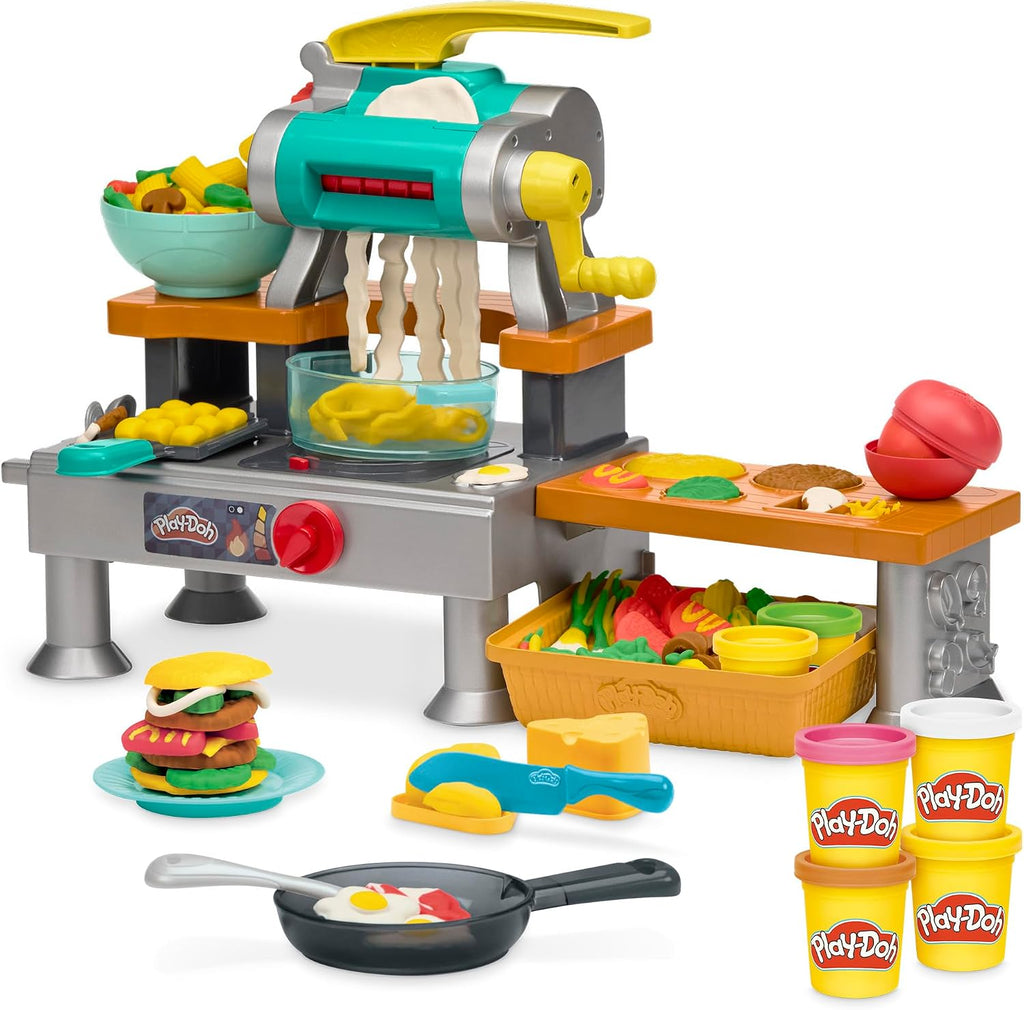 Play-Doh Super Sizzlin' Kitchen Playset, sonidos realistas de juguete de cocina, más de 25 alimentos para crear, artes y manualidades para niños mayores de 3 años