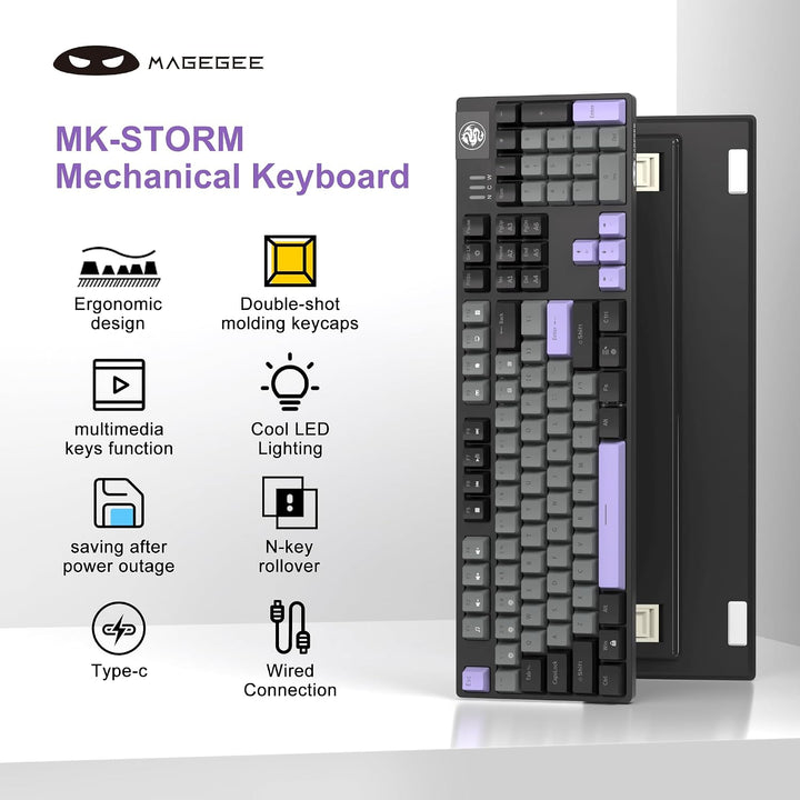 Teclado para juegos MageGee USB Twilight Púrpura con cable