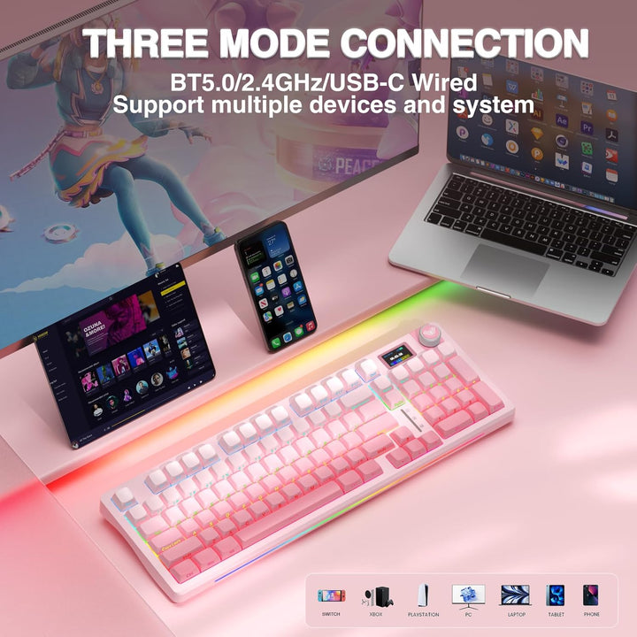 AULA Teclado mecánico inalámbrico S98 Pro con pantalla y perilla, 2...