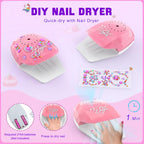 Juego de esmaltes de uñas para niñas, no tóxico, de secado rápido, con secador de uñas y esmalte de uñas despegable, juguetes de regalo ideal para niñas de 6 a 12 años