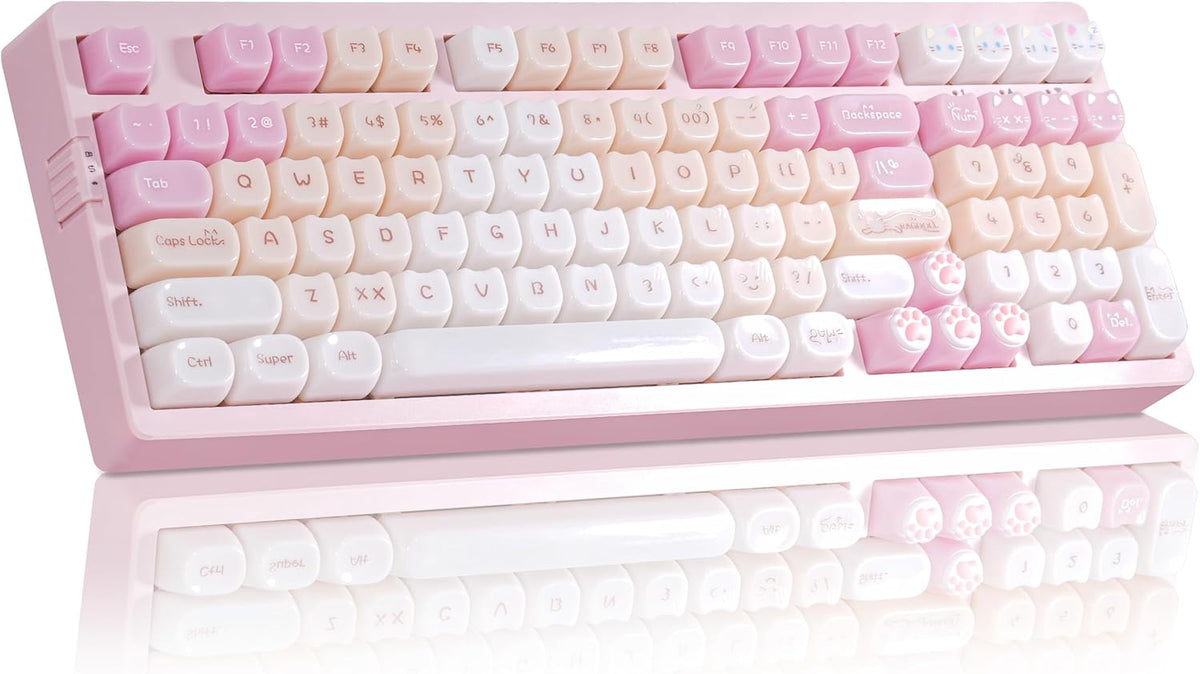 ZORNHER ZH980 Pink Mechanical Keyboard,95% Cat Keyboard Cute,Kawaii...