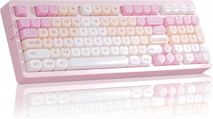 ZORNHER ZH980 Pink Mechanical Keyboard,95% Cat Keyboard Cute,Kawaii...