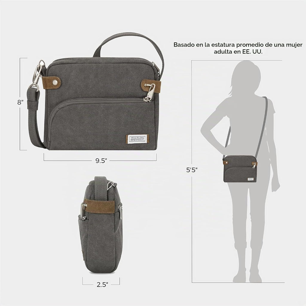 Travelon - Bolso bandolera Heritage antirrobo, pequeño