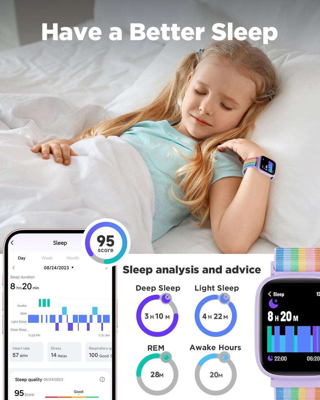 BIGGERFIVE Smart Watch para Kids, 1.8" Fitness Tracker Watch con Pedometer
