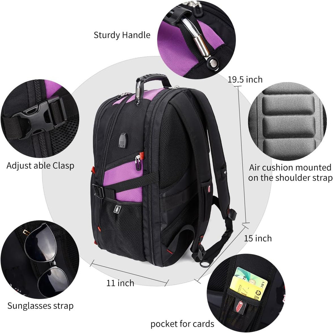 SHRRADOO Mochila de viaje extragrande para laptop de 50 litros con...