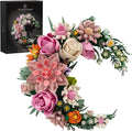 Juego de construcción de flores de luna rosa, ramo de rosas de dalia colección botánica, bloque de construcción, compatible con flores de Lego para decoración de pared del hogar, regalos para más de