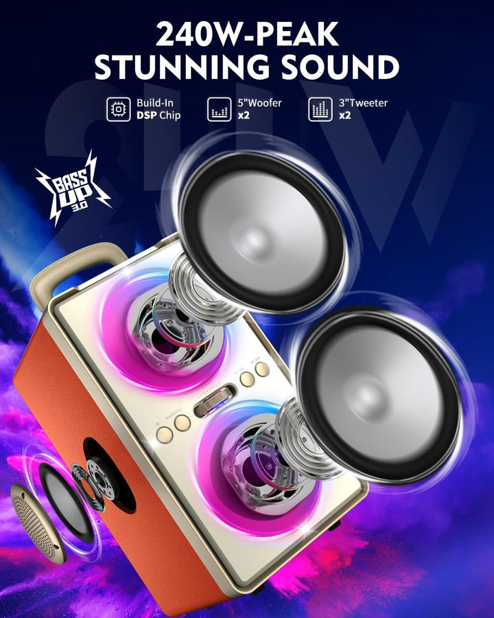 YIER Altavoz Bluetooth, altavoz de fiesta de pico de 240 W con grav...