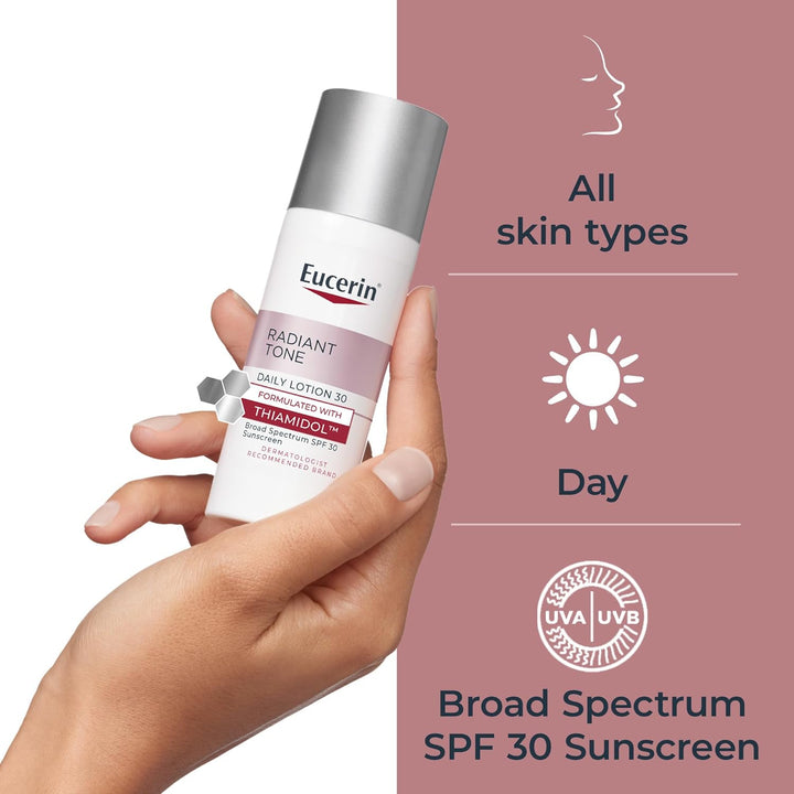 Eucerin Radiant Tone - Loción facial diaria con SPF 30, corrector d...