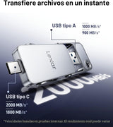 Lexar D70E 1TB Dual Drive SSD externo, hasta 2000 MB\/s de lectura...
