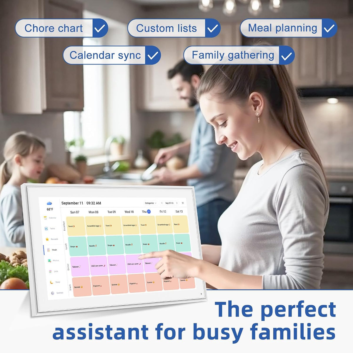 Calendario digital de pared de 21.5 pulgadas con gráfico de tareas y