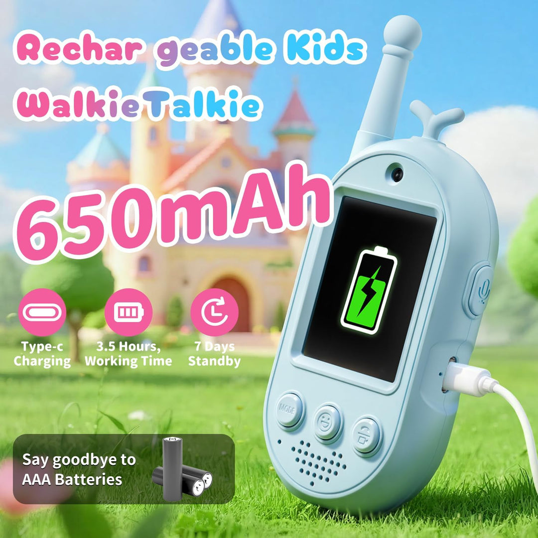 Walkie Talkies de video mejorados para niños, paquete de 2 unidades...