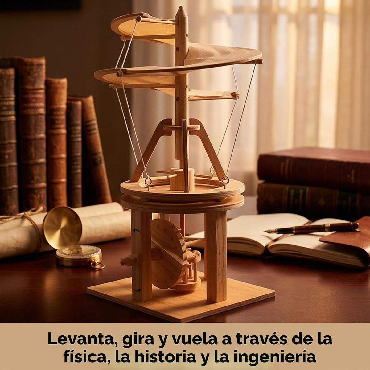 Modelo de máquina voladora de Leonardo da Vinci Pathfinders, juego con modelo de madera