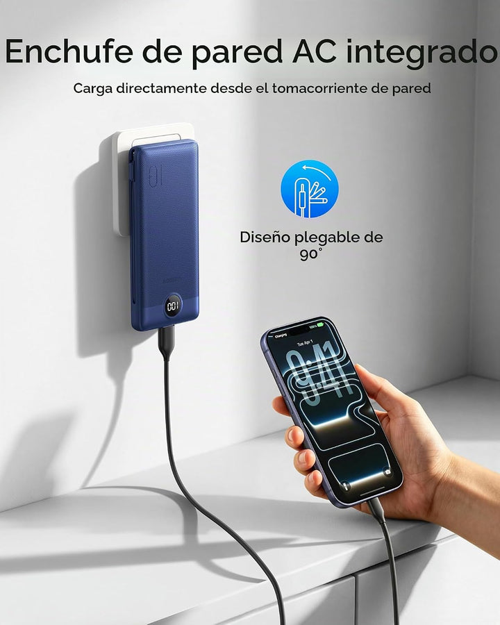 VEGER Cargador portátil con enchufe AC incorporado y cables, todo e...