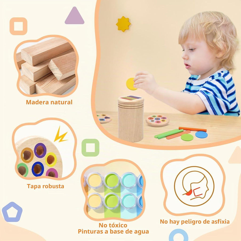 Juguete de madera 4 en 1 para clasificar colores, juguetes Montessori para niños de 2, 3, 4 años
