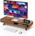 Soporte Elevador para Monitor de Madera de 24" con Puerta Deslizante y Gestión de Cables