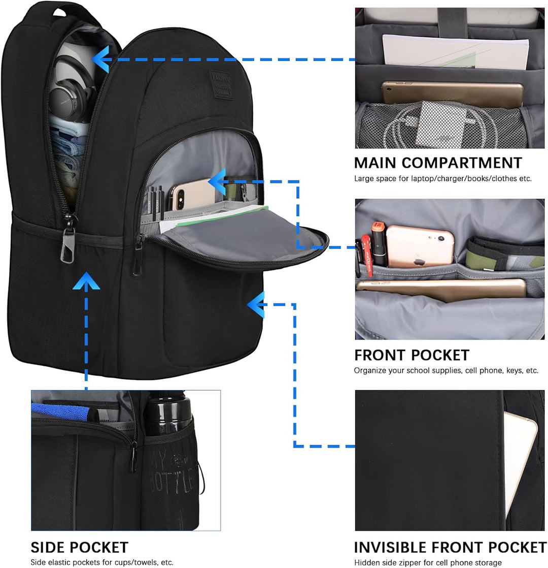 LARIPOP - Mochila para laptop de viaje de 15.6 pulgadas, mochila pa...