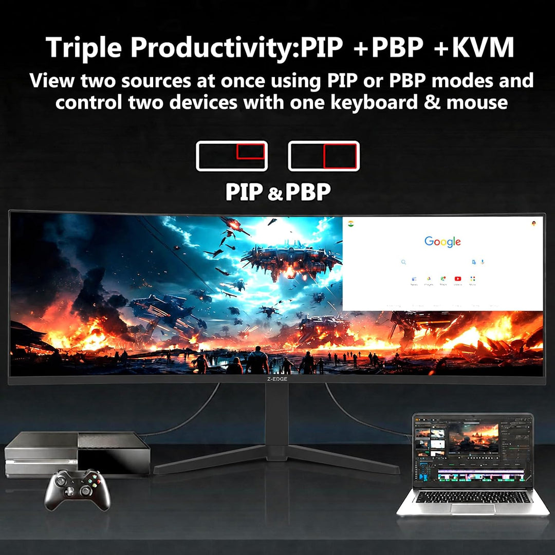 Monitor 5K, Z-Edge 49 pulgadas 1500R monitor curvado para juegos, m...